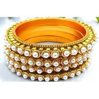 Omsar Jewelry Copper Gold-plated Kada (Pack of 4)