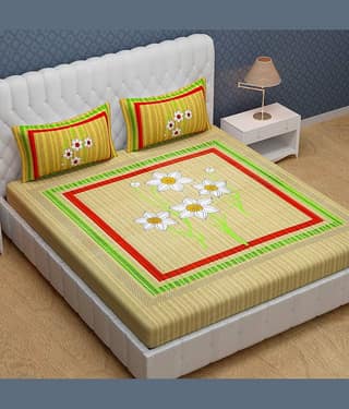 Cosito Cotton 1 Double Bedsheet with 2 Pillow Covers ( Brown )