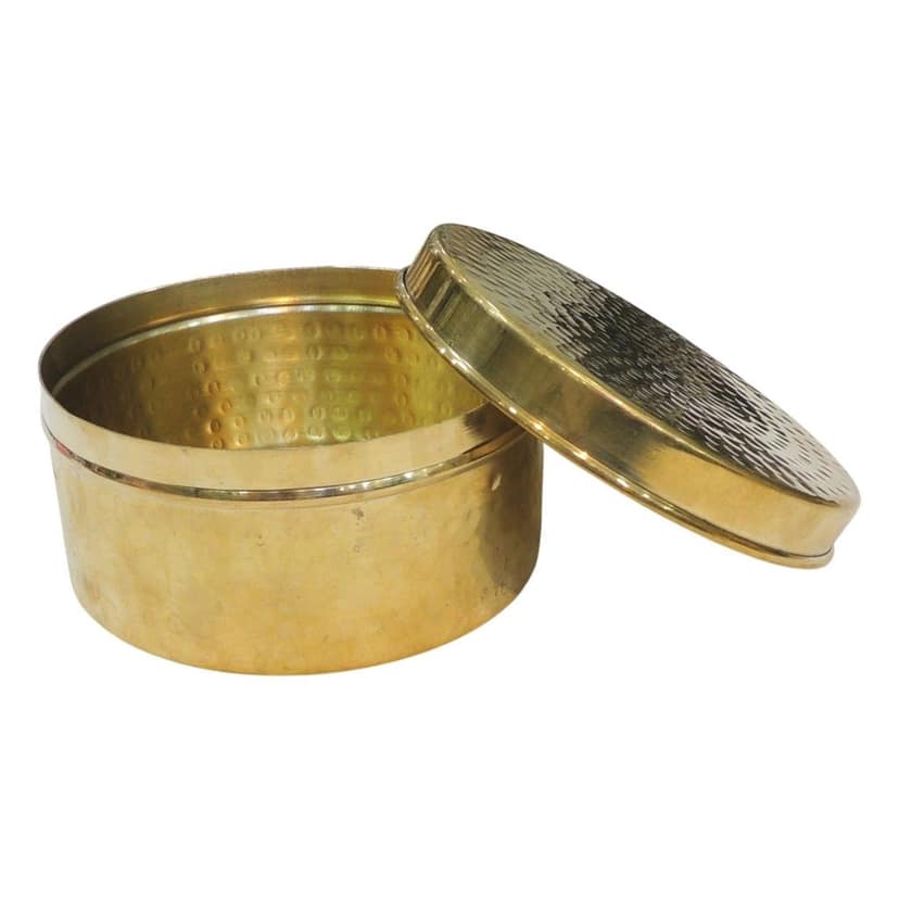 Premium Brass Laddu Storage Box | Temple Use, Height : 3 Inch (ZMAS645 E) view 2