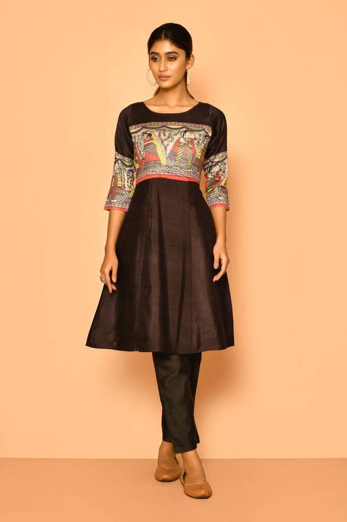 Diti handloom madhubani cotton silk kuta set view 3