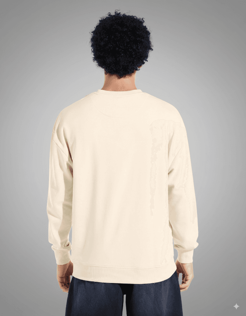 Beige Oversized Crew Neck Sweatshirt view 2