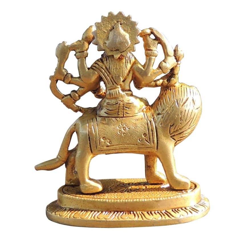 Brass Durga Ji God Idol Statue - Artistic Handmade Brass Sculpture, Height : 4.2 Inch (BSMAS1044 R) view 3
