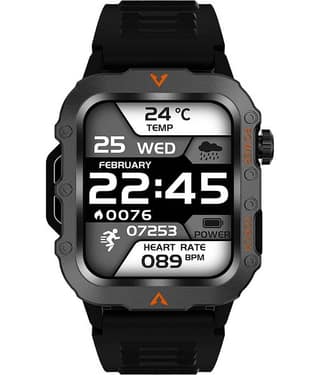 SKYRISE Sports Edition Smartwatch | Heart Rate | Steps | Wireless Charging Smartwatch (Black Strap, 1.73 Inch Big Sunlight Proof Display)
