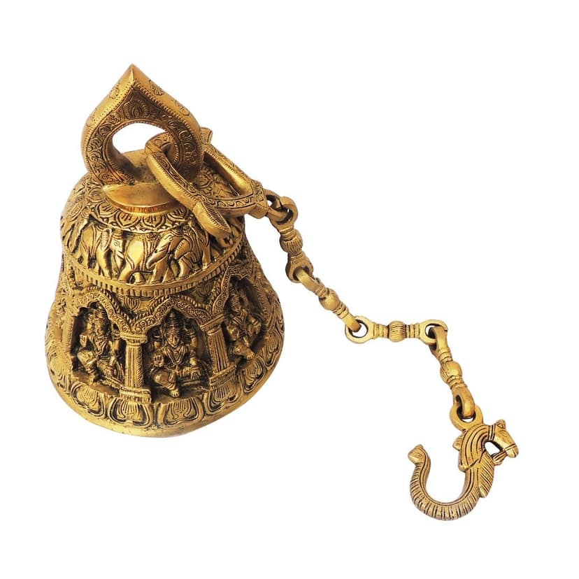 Brass Wall Hanging Temple Bell, Ghanta, Height : 12.5 Inch (BSMAS1372 E) view 2