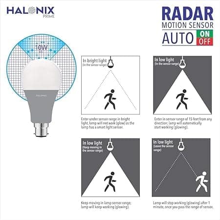 Halonix 10Watt Radar Motion Sensor B22D LED Bulb (Auto Off Auto On) - Pack of 1 view 3