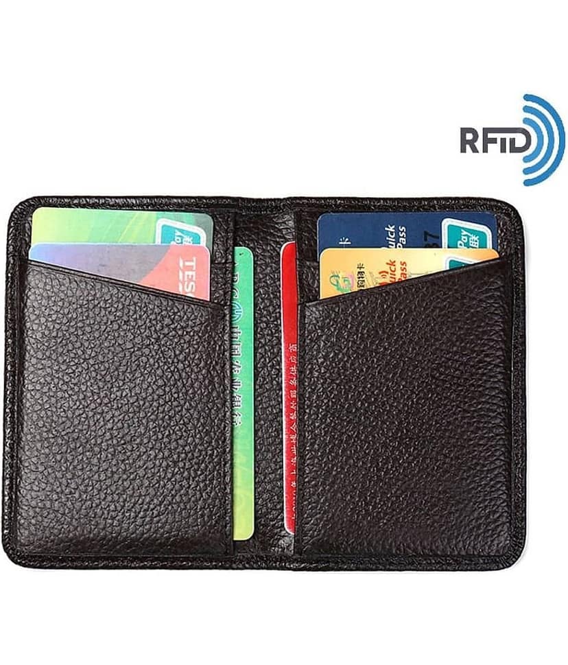 Hide & Sleek Slim RFID Black Artificial Leather Credit Card Holder with 6 Slots
