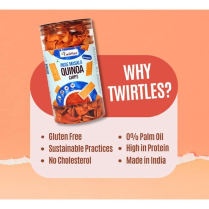 TWIRTLES INDIE MASALA QUINOA CHIPS - 150 gm - One jar of quinoa chips view 5