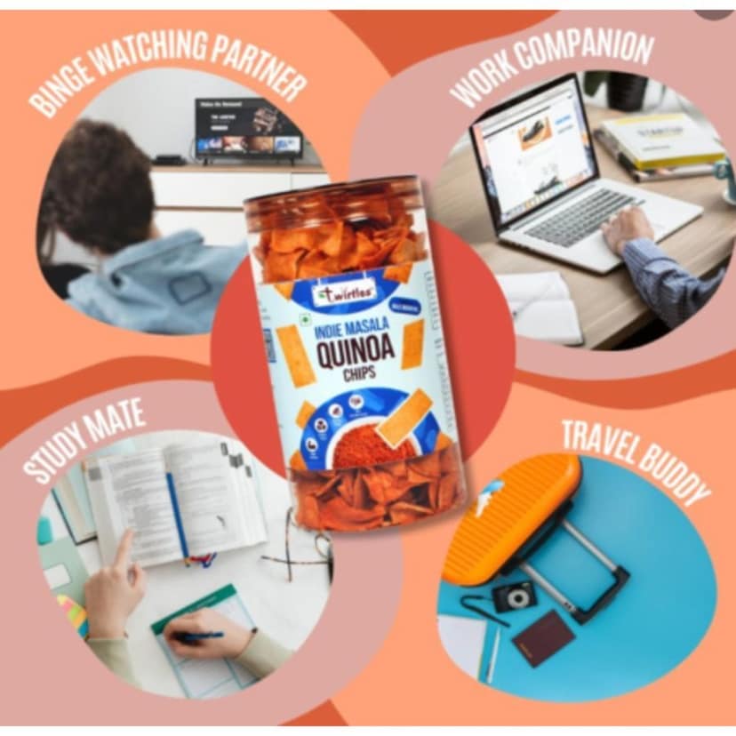 TWIRTLES INDIE MASALA QUINOA CHIPS - 150 gm - One jar of quinoa chips view 6