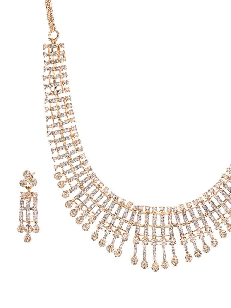 Gold Plated AD Zircon Studded Trendy Bridal Cocktail Jewellery Set view 8