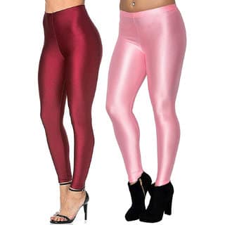 HOMESHOP Shiny lycra leggings for women and girls (Pack of 2) Maroon Babypink