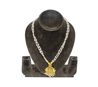Women's Gold Plated Lavender Beaded Necklace with Temple Style Pendant