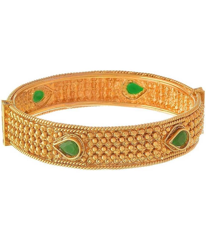 Traditional Ethnic One Gram Glod Plated Stone Designer Openable Bangle Kada for Women view 2