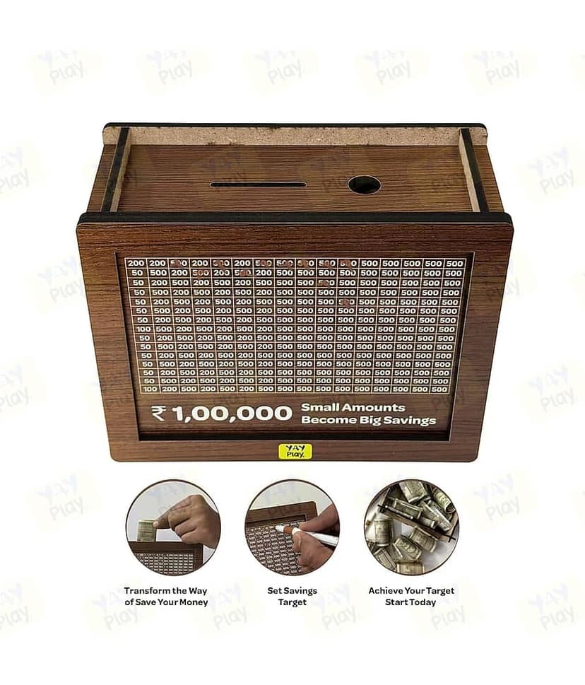 DHSMART Wood Brown Piggy Bank ( Pack of 1 ) view 2