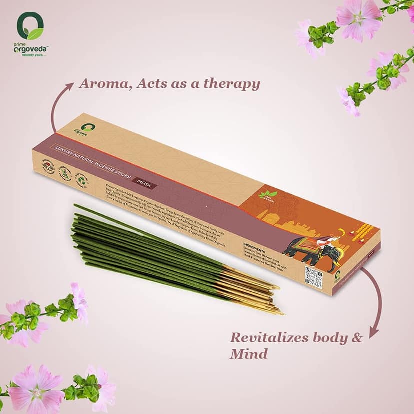 Prime Orgoveda Musk Incense Sticks | 100% Natural Organic Handmade - (Pack of 50 Sticks) view 2