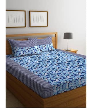 Fashion String Microfibre Double Bedsheet ( Blue )
