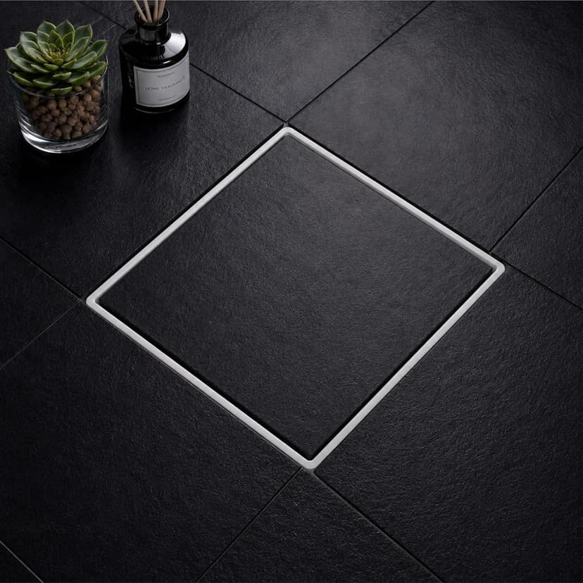 Fossa 6x6 Inch Marble Tile Insert Floor Drain – White (RW-214)