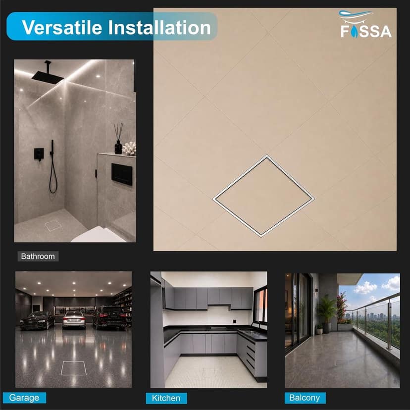 Fossa 6x6 Inch Marble Tile Insert Floor Drain – White (RW-214) view 3