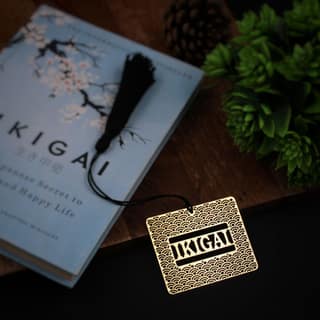 Ikigai Inspired Brass Metal Bookmark with Simple Black Tassel, Unique Japanese Design for Mindful Reading for Book Lovers and Gifting. (pack of 5)