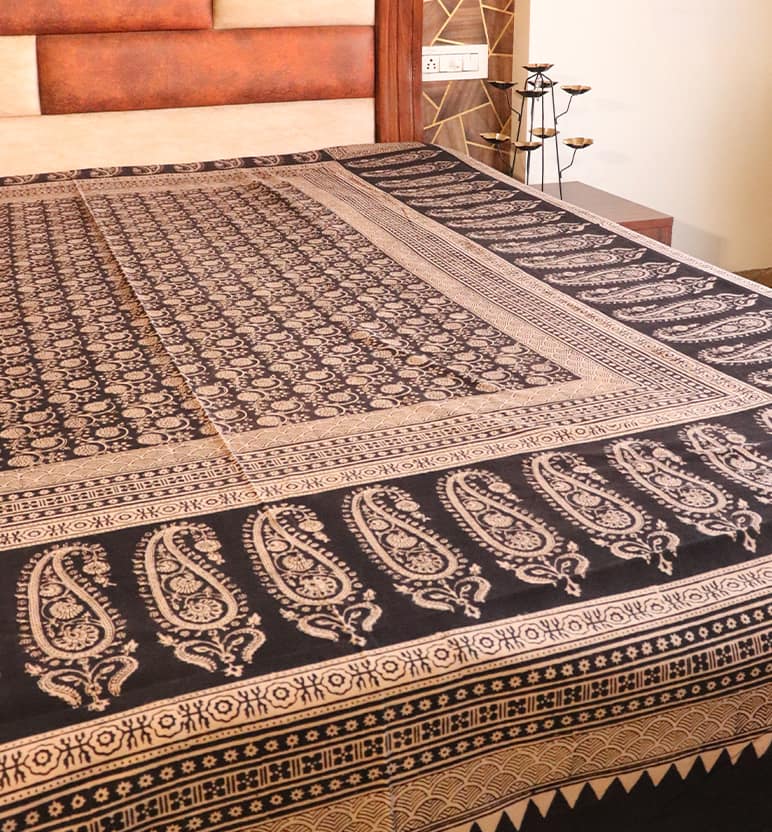 Hand Block Printed Bagh Cotton Double Bed Sheet view 2