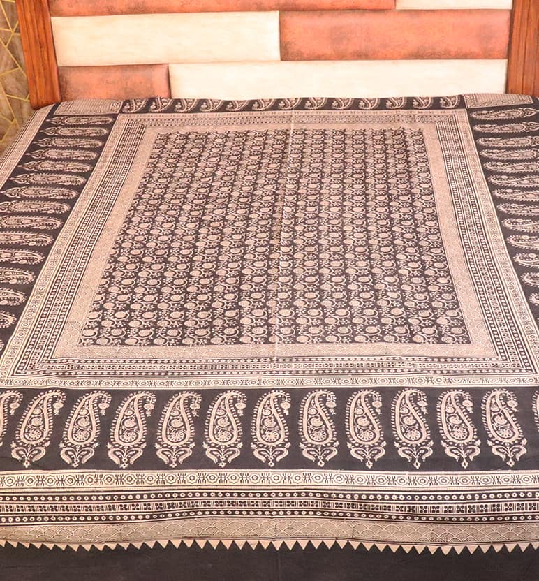Hand Block Printed Bagh Cotton Double Bed Sheet view 3