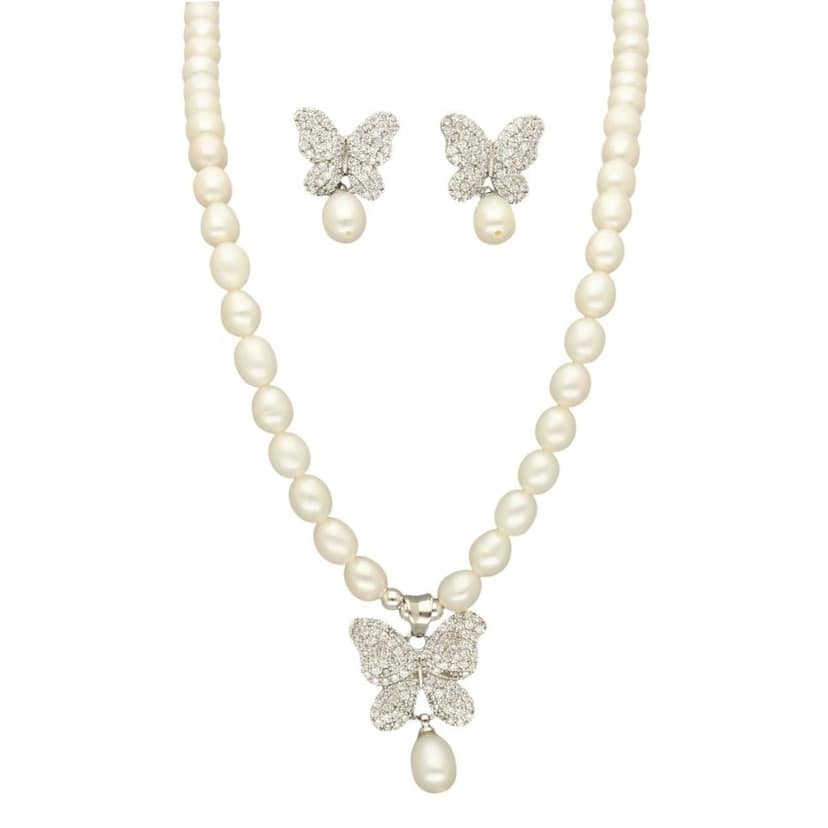 Charming Butterfly Pearl Necklace Set view 3
