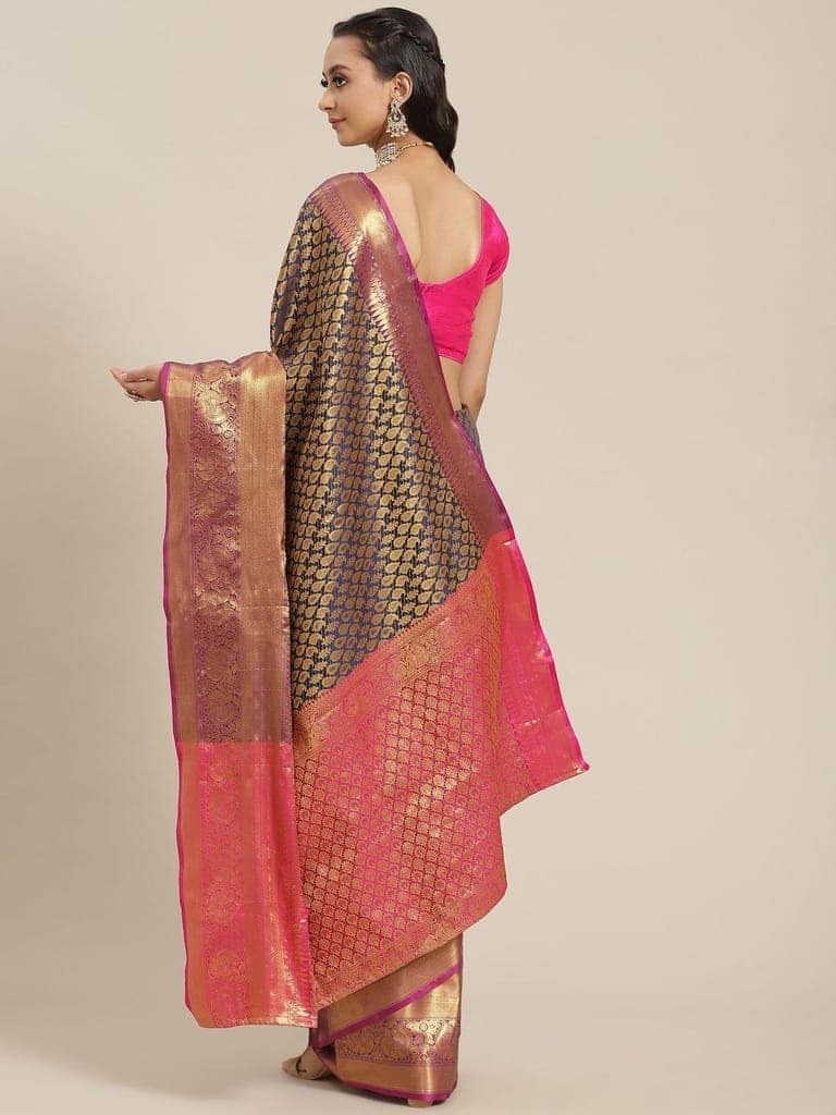 Women's Banarasi Art Silk Saree With Unstitched Blouse Piece view 3