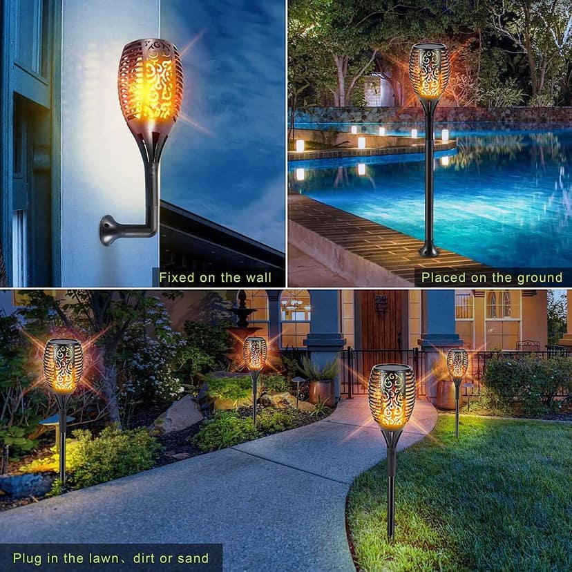 SAHAPECT Solar LED Light, 96 Led Garden Marshal Flickering Flame Torch Light Lamp-Pack of 1 view 3