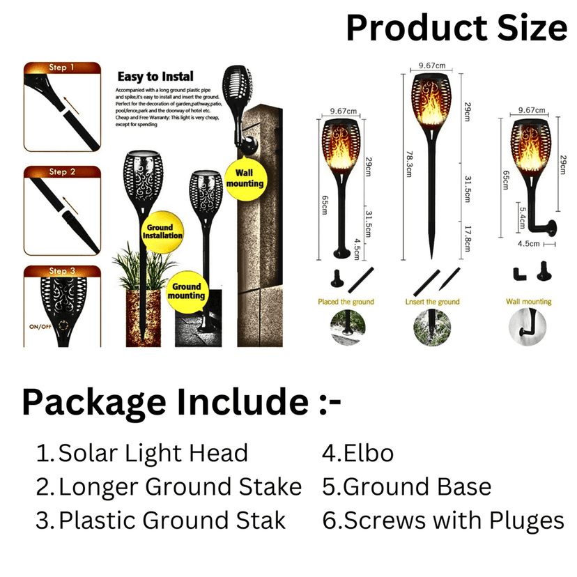 SAHAPECT Solar LED Light, 96 Led Garden Marshal Flickering Flame Torch Light Lamp-Pack of 1 view 8