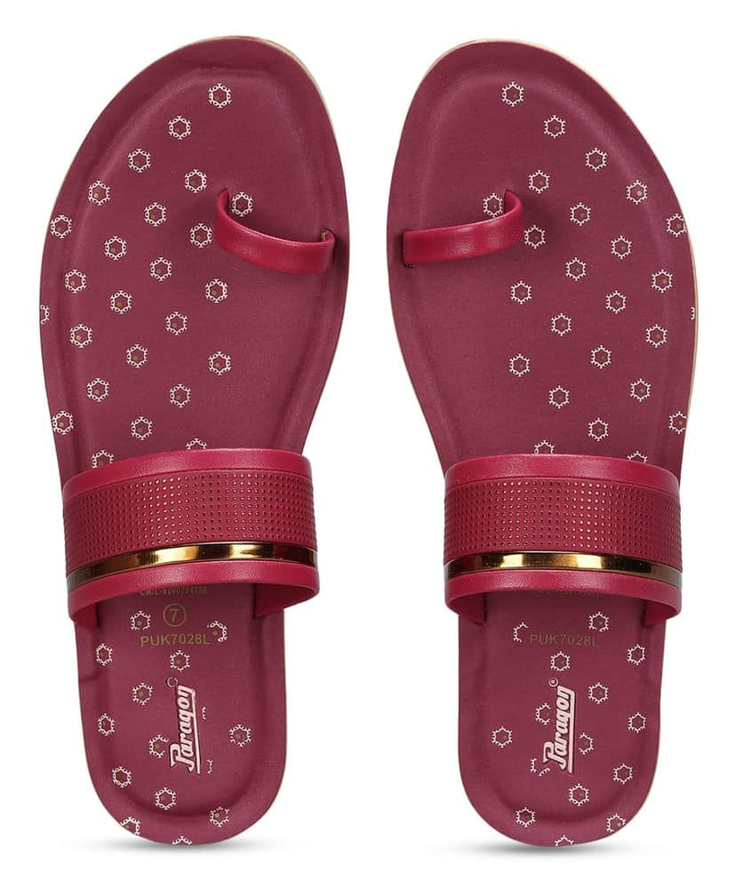 Paragon Women's Slip On Flat Maroon Sandals | Durable Dailywear Sandals view 2