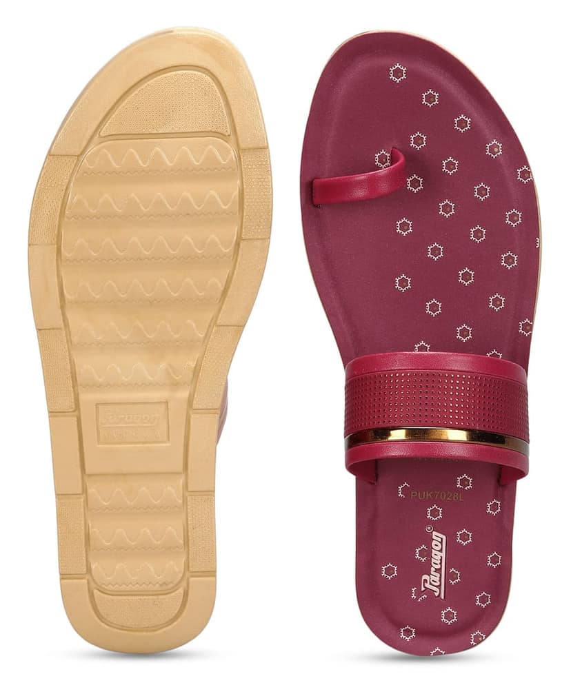 Paragon Women's Slip On Flat Maroon Sandals | Durable Dailywear Sandals view 5