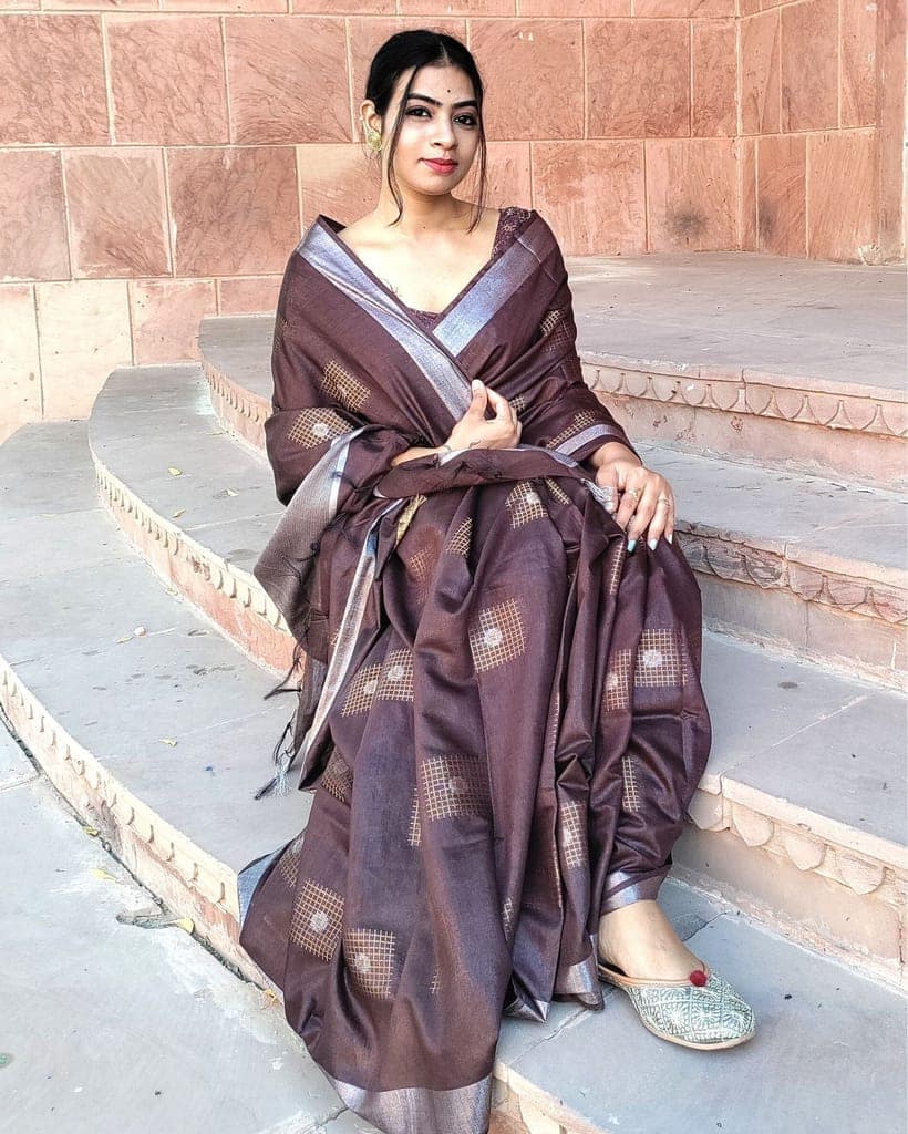 Pure Kota Silk Saree Brown Color Weaving Jaquard-7867 view 3
