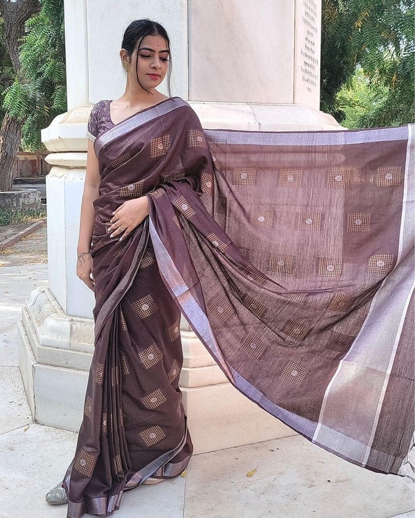 Pure Kota Silk Saree Brown Color Weaving Jaquard-7867 view 4