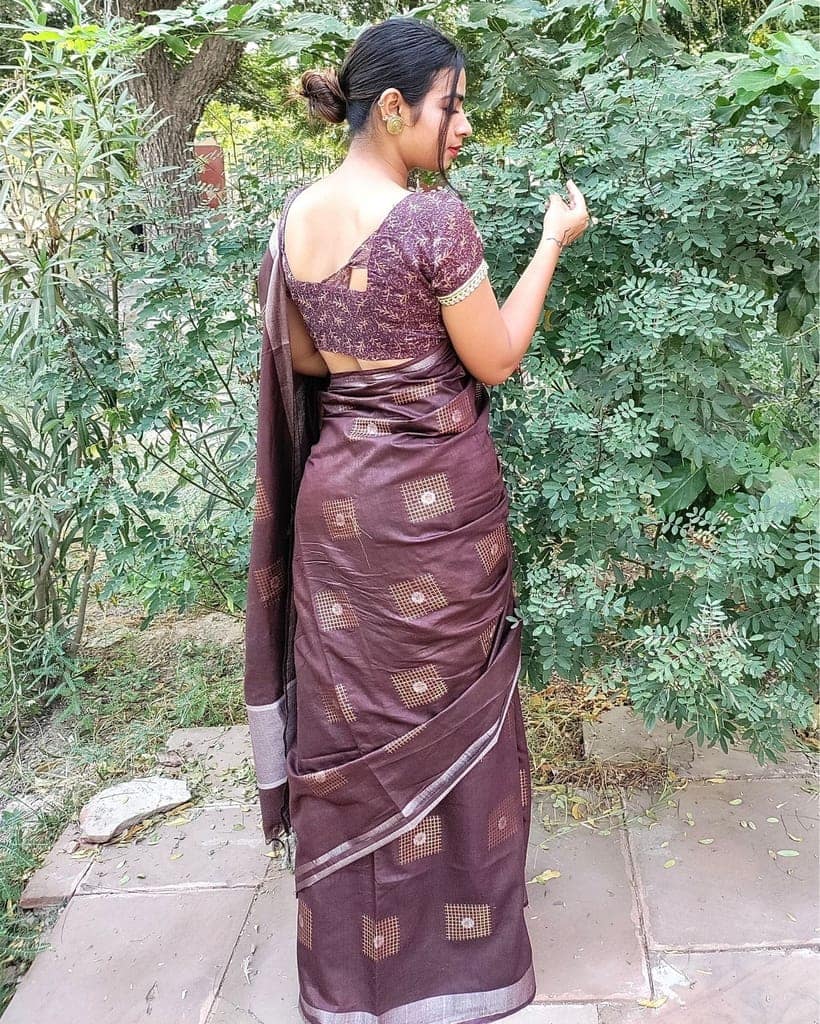 Pure Kota Silk Saree Brown Color Weaving Jaquard-7867 view 5