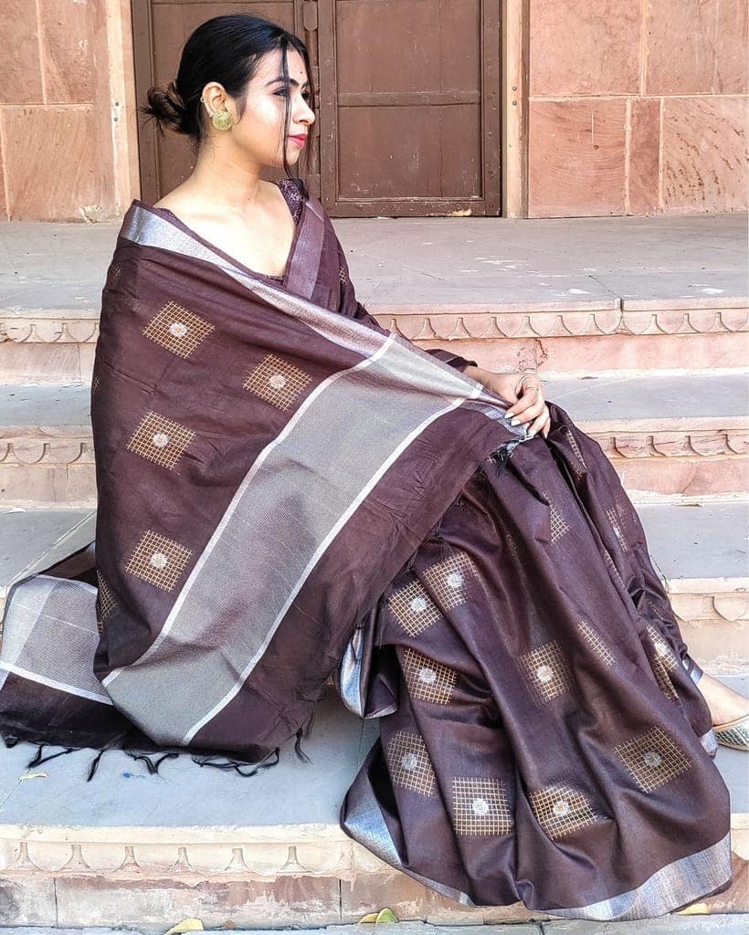 Pure Kota Silk Saree Brown Color Weaving Jaquard-7867 view 6
