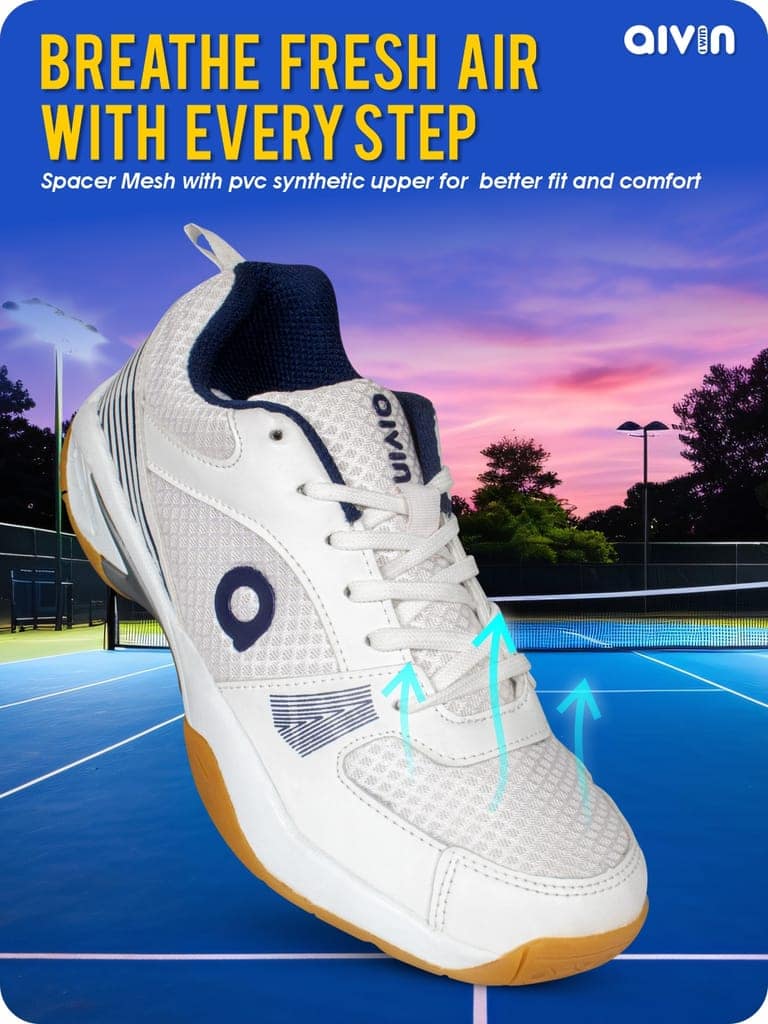 AIVIN Attract Unisex White Badminton Shoes view 3