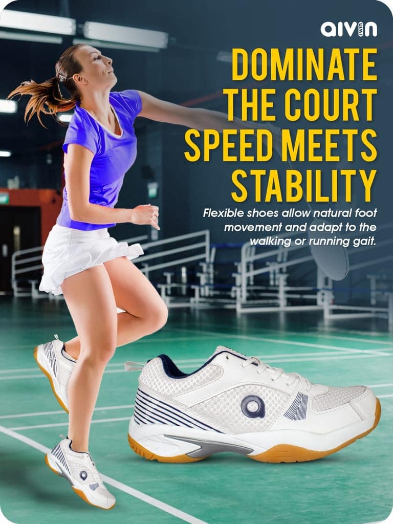 AIVIN Attract Unisex White Badminton Shoes view 6