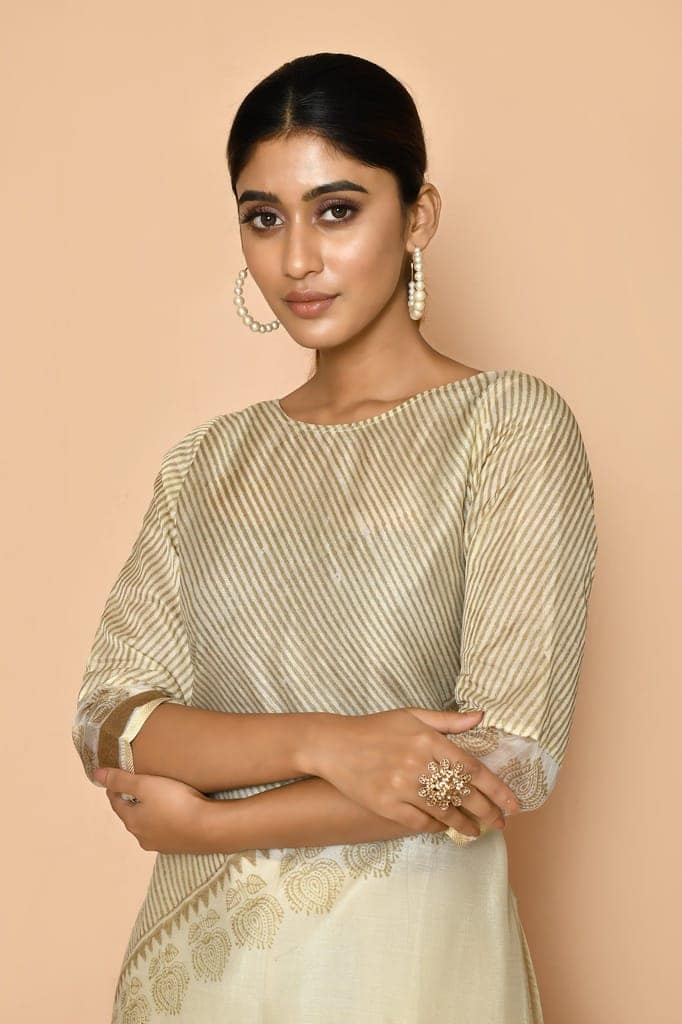 Zeba Handloom maheshwari silk kurta set for women view 6