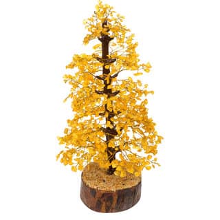 KESAR ZEMS Natural Citrine Colour Crystal Stone Chip Vastu Tree 16 Inches For Wealth, Success Prosperity/ Home Office