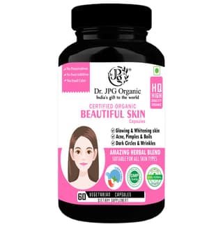 Dr JPG Organic Herbals Beautiful Skin Wellness Capsules 500mg, 60Veg. Capsules | For Healthy, Radiant & Glow, Helps Rejuvenate Skin & Naturally Purify The Blood,| INDIA Organic Certified.