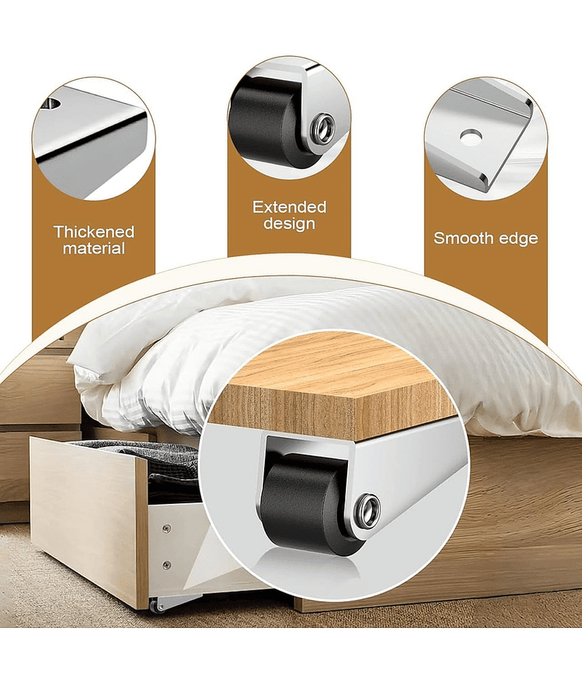 4Pcs Caster Wheels with 360° Smooth Mobility, Heavy Duty Side Mount Caster Wheels Wooden Door Drooping Support Wheel Sinking Door Bottom Pulley Directional Wheel view 2