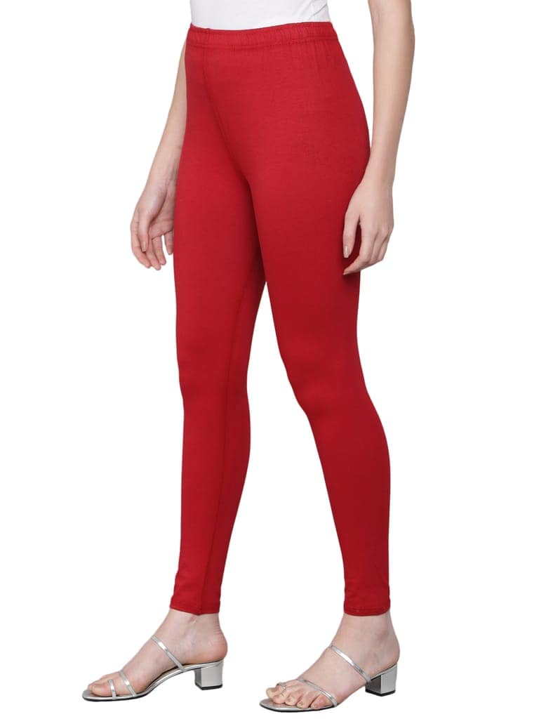 SOFT COLORS Women's Skinny Fit Ethnic Wear Ankle Length Leggings (Maroon Color) view 3
