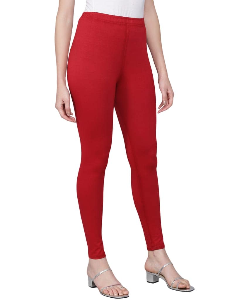 SOFT COLORS Women's Skinny Fit Ethnic Wear Ankle Length Leggings (Maroon Color) view 4