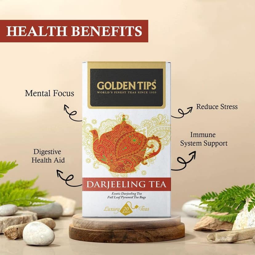 Golden Tips Darjeeling Pyramid Black Tea bag (20 Tea Bags, 40 Grams) view 3