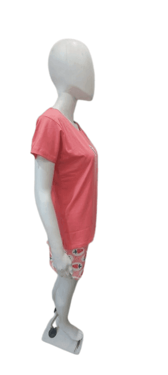 Women’s Cotton Printed Nightwear Set – Strawberry Design T-Shirt & Shorts Combo (Pink) view 2