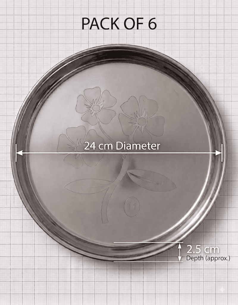 Premium Stainless Steel Designer Floral Thali (Khoncha) view 2