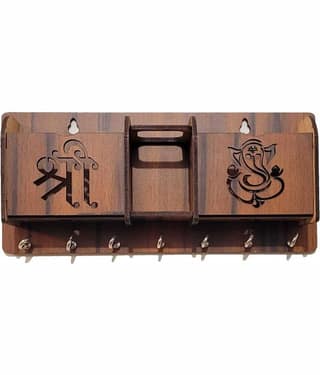 Arpita Crafts Brown Wood Key Holder - Pack of 1