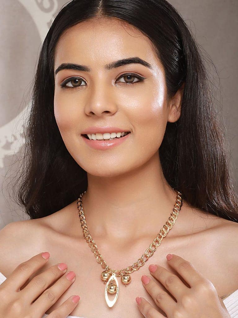 Anti-Tarnish Golden Plated Ball Pendant Link Chain