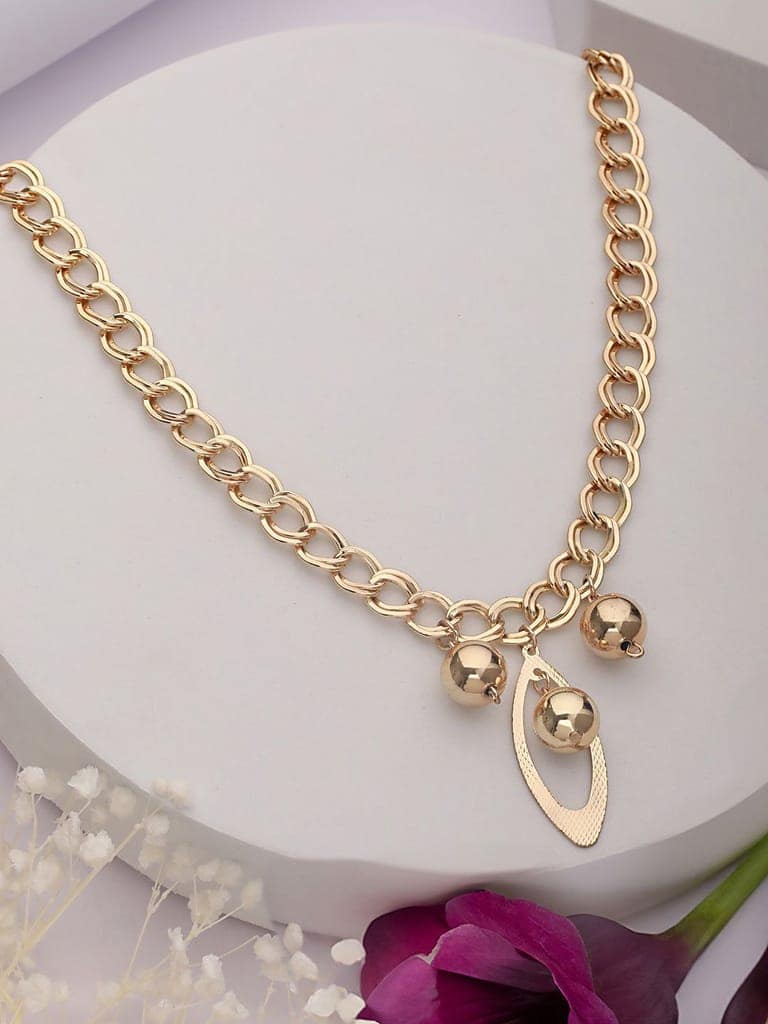 Anti-Tarnish Golden Plated Ball Pendant Link Chain view 2
