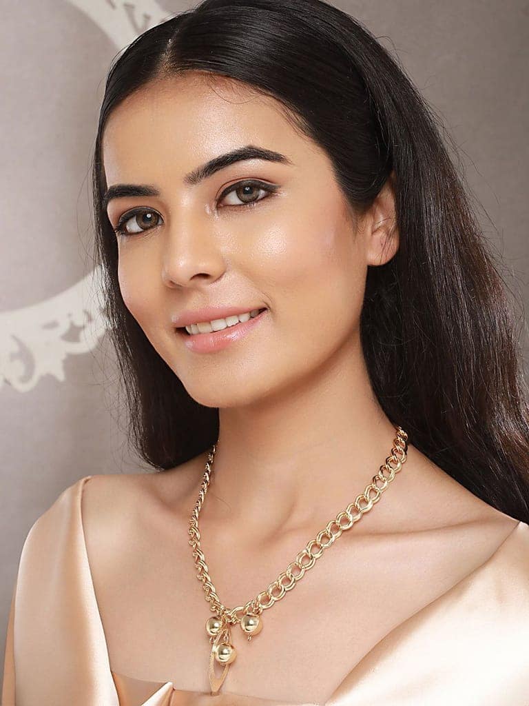 Anti-Tarnish Golden Plated Ball Pendant Link Chain view 3