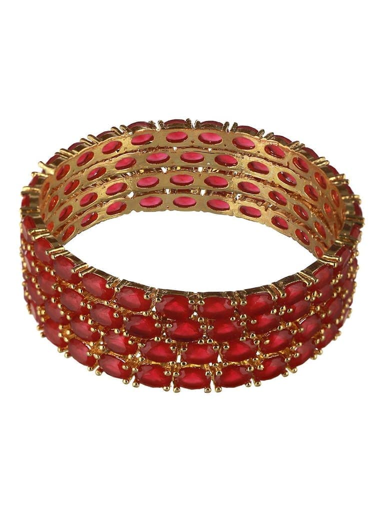 Set of 4 Gold Plated Red Ruby Stone Studded Bangles view 5